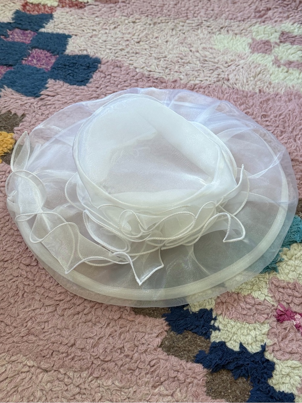 Sheer White Organza Kentucky Derby Ha